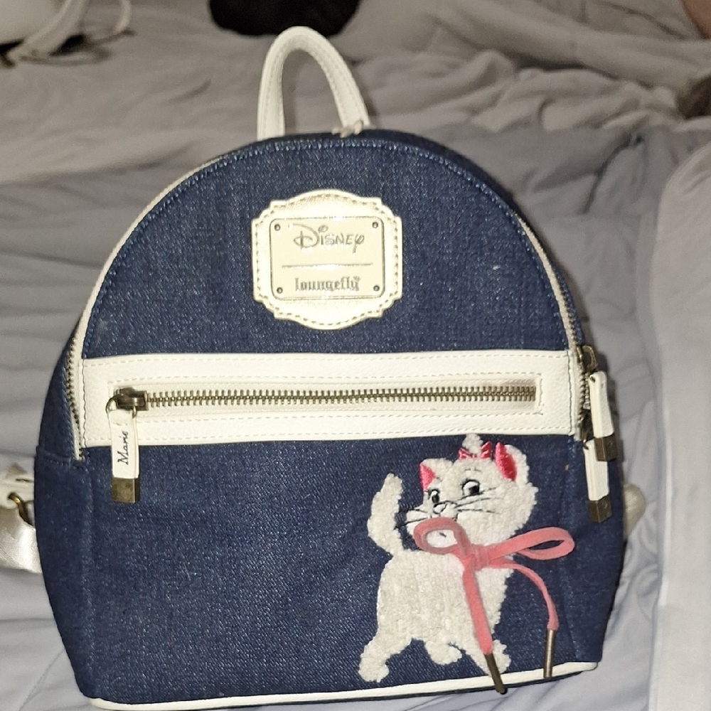 Disney Loungefly Denim Backpack with Cat Embroidery